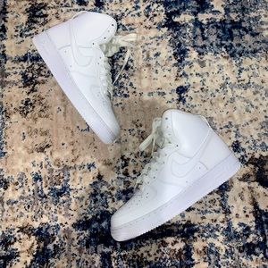 White Hightop Air Force 1’s, women’s 10 or men’s 9